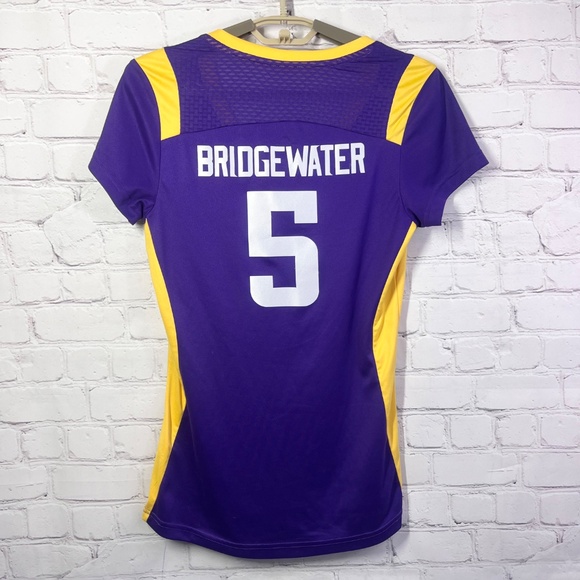 NWOT |•MAJESTIC•| Minnesota Vikings Bridgewater 5 V-Neck Rhinestone Top Size S - Picture 2 of 9